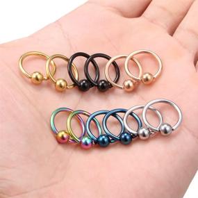 img 2 attached to 💉 Ruifan 12PCS 14G Surgical Steel Captive Bead Piercing Rings for Nose, Tragus, Lips, Nipples, and Belly