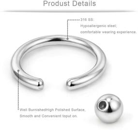 img 3 attached to 💉 Ruifan 12PCS 14G Surgical Steel Captive Bead Piercing Rings for Nose, Tragus, Lips, Nipples, and Belly