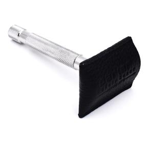 img 4 attached to Premium Black Parker's Genuine Leather Safety Razor Protective Sheath – Ideal Travel Cover for Standard Double Edge Razors