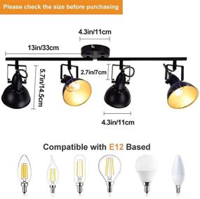 img 2 attached to 🔦 DLLT Black Flexible Track Light Kit - Ceiling Tracking Lights Fixture with 4-Light Flush Mount Spot Lighting, Ideal for Living Room, Dining Room, Bedroom, Kitchen, Office, Closet Room - E12 Base