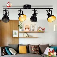 🔦 dllt black flexible track light kit - ceiling tracking lights fixture with 4-light flush mount spot lighting, ideal for living room, dining room, bedroom, kitchen, office, closet room - e12 base логотип