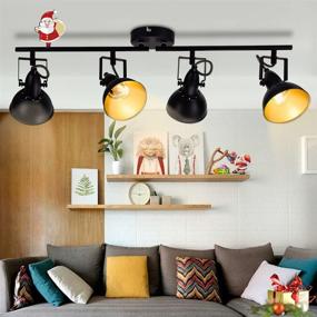 img 4 attached to 🔦 DLLT Black Flexible Track Light Kit - Ceiling Tracking Lights Fixture with 4-Light Flush Mount Spot Lighting, Ideal for Living Room, Dining Room, Bedroom, Kitchen, Office, Closet Room - E12 Base