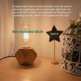img 1 attached to Industrial Edison Bulb Table Lamp, Dimmable Wooden Base, Natural Edison Desk Lamps, Nightstand Bedside Light for Living Room Bedroom Decor, Boho Industrial Style (Polygon)