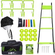 🏋️ aot speed and agility training gear - all-in-one set with agility ladder, 6 adjustable hurdles, 12 soccer cones, running parachute, 5 resistance bands, carrying case, and drills book logo