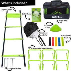 img 3 attached to 🏋️ AOT Speed and Agility Training Gear - All-in-One Set with Agility Ladder, 6 Adjustable Hurdles, 12 Soccer Cones, Running Parachute, 5 Resistance Bands, Carrying Case, and Drills Book