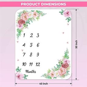 img 2 attached to 👶 Personalized Baby Monthly Milestone Blanket - Unisex Month Age Blankets, Custom Baby Growth Chart Blanket for Newborns, Soft Flannel Fleece Photography Prop with Flower Wreath and Headband