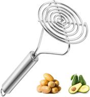 🥔 guoofu stainless steel potato masher - heavy duty round handheld masher for smooth mashed potatoes, avocado, pumpkin, and more! logo