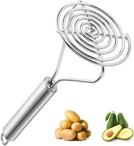 img 4 attached to 🥔 Guoofu Stainless Steel Potato Masher - Heavy Duty Round Handheld Masher for Smooth Mashed Potatoes, Avocado, Pumpkin, and More!