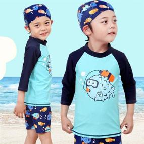 img 2 attached to 👦 Boys' Sun Protective Swimsuit: Sleeve Sunsuit Swimwear for Swimming