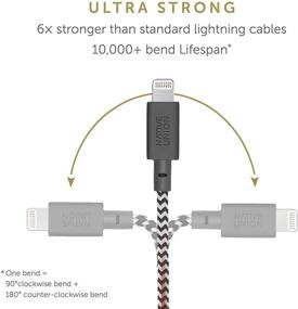 img 2 attached to Плоский кабель Native Union Belt - 4 фута, усиленный ультрапрочный USB-C к Lightning [сертифицированный MFi] прочный зарядный кабель с кожаным ремешком, совместимый с iPhone/iPad (Zebra)