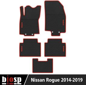 img 3 attached to 🚗 Biosp Custom Fit Car Floor Mats - Heavy Duty Rubber Liner for Nissan Rogue 2014-2019 Front and Rear 2 Row Seats - All Weather Guard, Black Red Vehicle Carpet - Odorless, Replacement Option