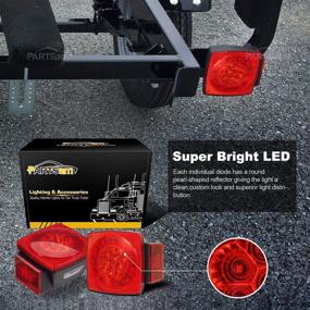 img 2 attached to 🚤 Partsam 12V LED Trailer Light Kit: Halo Glow Submersible Square Tail Lights for Under 80 Inch Boat Trailers, RVs, Campers & Marine Snowmobiles