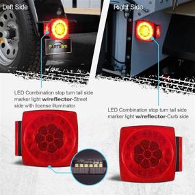 img 1 attached to 🚤 Partsam 12V LED Trailer Light Kit: Halo Glow Submersible Square Tail Lights for Under 80 Inch Boat Trailers, RVs, Campers & Marine Snowmobiles