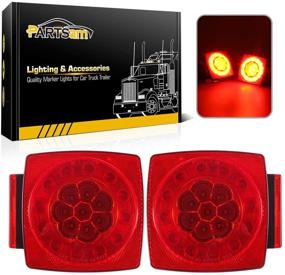 img 4 attached to 🚤 Partsam 12V LED Trailer Light Kit: Halo Glow Submersible Square Tail Lights for Under 80 Inch Boat Trailers, RVs, Campers & Marine Snowmobiles