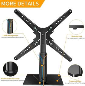 img 1 attached to 📺 Height Adjustable Universal Swivel TV Stand JUSTSTONE Base Table Top Mount for 37-70 Inch Flat Curved TVs with Tempered Glass Base, VESA 600x400mm, Holds up to 110 lbs