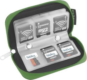 img 3 attached to 📸 Green Memory Card Case - Holds up to 22x SD, SDHC, Micro SD, Mini SD and 4X CF - 22 Slot Holder (8 Pages) - Ideal for Storage and Travel