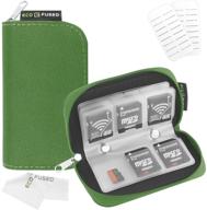 📸 green memory card case - holds up to 22x sd, sdhc, micro sd, mini sd and 4x cf - 22 slot holder (8 pages) - ideal for storage and travel logo