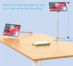 img 2 attached to 📱 VMEI Folding Tablet Stand for Live Streaming - 360° Rotation, Adjustable Height and Angle, Premium Aluminium Arm - Compatible with 4.5-13" Tablets (Silver)