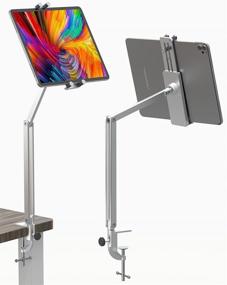 img 4 attached to 📱 VMEI Folding Tablet Stand for Live Streaming - 360° Rotation, Adjustable Height and Angle, Premium Aluminium Arm - Compatible with 4.5-13" Tablets (Silver)