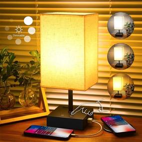 img 4 attached to 💡 Winshine Touch Table Lamp with 3 Stepless Dimmable Color Temperatures, USB Port, and Outlet - Small Nightstand Lamp for Bedroom, Office, Dorm, and Kid's Room