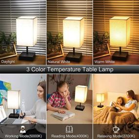 img 2 attached to 💡 Winshine Touch Table Lamp with 3 Stepless Dimmable Color Temperatures, USB Port, and Outlet - Small Nightstand Lamp for Bedroom, Office, Dorm, and Kid's Room