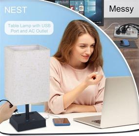 img 1 attached to 💡 Winshine Touch Table Lamp with 3 Stepless Dimmable Color Temperatures, USB Port, and Outlet - Small Nightstand Lamp for Bedroom, Office, Dorm, and Kid's Room