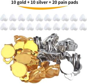 img 2 attached to 💍 Aylifu Clip-on Earring Findings, 20pcs (10 Pairs) Round Flat Tray Earring Clips Blank Earring Setting Components with 20pcs Earring Pads for DIY Earring Making without Piercing - Silver and Gold