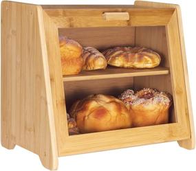 img 4 attached to 🍞 Extra Large Bamboo Bread Box with Acrylic Clear Window and Adjustable Shelf for Kitchen Countertop - ANMEISH 2 Layer Self-Assembly Wood Bread Box for Kitchen Counter