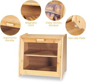 img 1 attached to 🍞 Extra Large Bamboo Bread Box with Acrylic Clear Window and Adjustable Shelf for Kitchen Countertop - ANMEISH 2 Layer Self-Assembly Wood Bread Box for Kitchen Counter