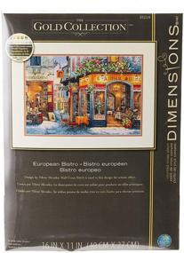 img 2 attached to 🎨 Dazzling European Bistro Cross Stitch Kit - Dimensions Gold Collection, 16 Count Dove Grey Aida, 11x16