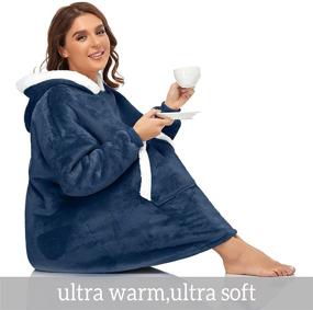 img 2 attached to 🧥 RXLLDOLY Oversized Sherpa Hoodie Blanket - Super Soft Plush Hooded Sweatshirt with Pocket and Sleeves for Men and Women, One Size