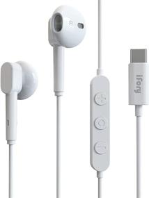 img 4 attached to 🎧 iFory USB C Earphones: HiFi Stereo Type C Earbuds with Mic & Volume Control for Google Pixel 3/2/XL, Sony XZ2, iPad Pro - White