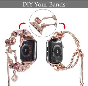 img 3 attached to 🎁 Konafei Apple Watch Bands 40/41/38mm 44/45/42mm - DIY Jewelry iWatch Series 7/6/5/4/3/2/SE Bracelet Strap with Bling Rhinestone Beads - Rose Gold, Gift for Women Girls