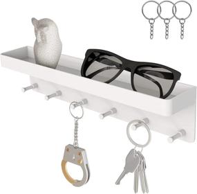 img 4 attached to Bethom Key Holder for Wall: Decorative Mail Shelf Sorter Organizer with 6 Hooks, Stainless Steel Key Rack, and White Mail Tray for Home, Entryway, Kitchen, Hallway