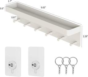 img 1 attached to Bethom Key Holder for Wall: Decorative Mail Shelf Sorter Organizer with 6 Hooks, Stainless Steel Key Rack, and White Mail Tray for Home, Entryway, Kitchen, Hallway