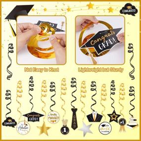 img 1 attached to 🎉 Gold Glittery Congrats Grad Decoration Set - 31 Pcs Graduation 2021 Party Supplies, Gold and Black Hanging Swirls, College Kindergarten Class of 2021 Decor, Graduation Party Favors