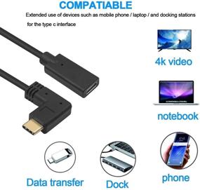 img 1 attached to 🔌 Convenient 2Ft Right Angle USB C Extension Cable - Fast Charging for MacBook, Samsung S-Series (USB C Right M/F)
