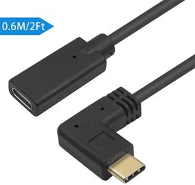 img 3 attached to 🔌 Convenient 2Ft Right Angle USB C Extension Cable - Fast Charging for MacBook, Samsung S-Series (USB C Right M/F)