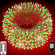 🎄 outdoor christmas string lights, 1000 led 394ft with 8 lighting modes - remote control and timer - ideal for home, birthday, wedding, party, tree decorations (red and green) logo