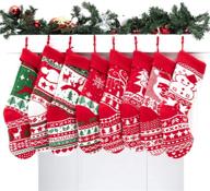 kd kidpar 8 pack 20&#34; knit christmas stockings: large rustic yarn xmas stockings - perfect holiday decorations for family - fireplace hanging stockings for xmas season party decor логотип