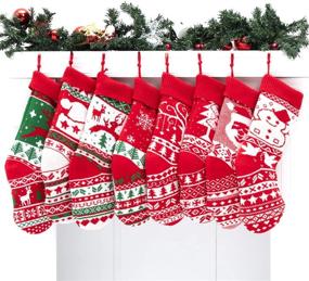 img 4 attached to KD KIDPAR 8 Pack 20&#34; Knit Christmas Stockings: Large Rustic Yarn Xmas Stockings - Perfect Holiday Decorations for Family - Fireplace Hanging Stockings for Xmas Season Party Decor