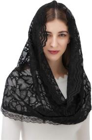 img 2 attached to 🌹 Pamor Infinity Floral Veils Scarf: Elegant Chapel Veil & Head Covering with Wrap Style – Latin Mass Lace Mantilla