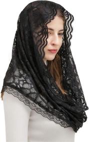 img 1 attached to 🌹 Pamor Infinity Floral Veils Scarf: Elegant Chapel Veil & Head Covering with Wrap Style – Latin Mass Lace Mantilla