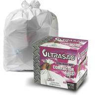 ultrasac compactor bags - (40 pack with ties) 18 gallon for 15 inch 🗑️ compactors - heavy duty 2.5 mil garbage disposal bags compatible with kitchenaid kenmore whirlpool ge gladiator logo