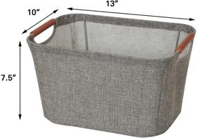 img 2 attached to 🗄️ Gray Small Tapered Soft-Side Storage Bin with Wood Handles - Household Essentials 623