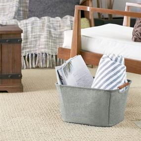 img 1 attached to 🗄️ Gray Small Tapered Soft-Side Storage Bin with Wood Handles - Household Essentials 623