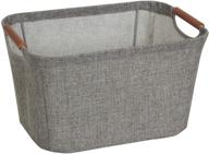 🗄️ gray small tapered soft-side storage bin with wood handles - household essentials 623 logo
