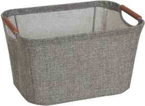 img 3 attached to 🗄️ Gray Small Tapered Soft-Side Storage Bin with Wood Handles - Household Essentials 623