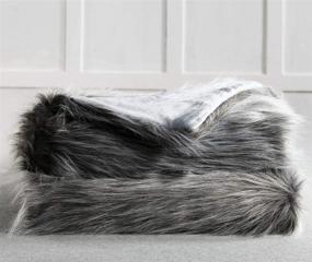 img 1 attached to 🛋️ Cozy up in Style with our Luxury Grey and Black High Pile Faux Fur Throw Blanket - Super Warm, Elegant, and Fluffy Decoration for your Sofa, Couch, and Bed! (50''x 60'')