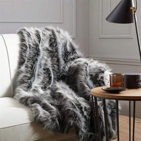 img 3 attached to 🛋️ Cozy up in Style with our Luxury Grey and Black High Pile Faux Fur Throw Blanket - Super Warm, Elegant, and Fluffy Decoration for your Sofa, Couch, and Bed! (50''x 60'')